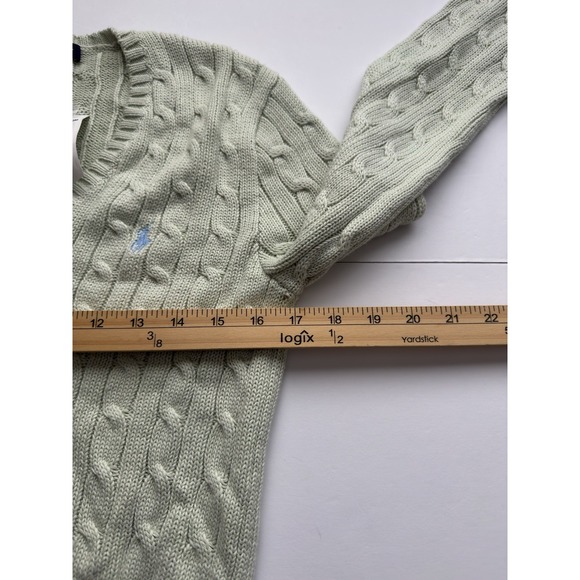 NWT Ralph Lauren Sport Women's V Neck Cable Knit Sweater Cotton Pony Size L - Picture 7 of 10